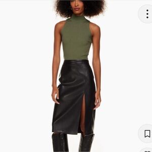 Mocha brown Wilfred Midi Skirt in from Aritzia (soft, faux leather material)
